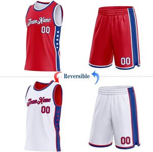 Conjuntos de Camisetas y Pantalones Cortos de Baloncesto Reversibles Personalizados para Hombres, Mujeres y Jóvenes, Uniformes Deportivos de Doble Cara - Product Image 3