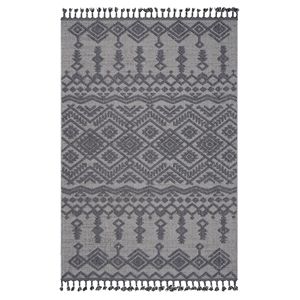 Alfombra Tradicional de 5x7 para Interiores/Exteriores, Blanca/Gris, con Estilo Elegante, Juego de Alfombras de Alta Calidad - Product Image 1