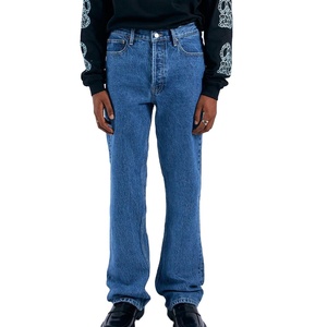 Pantalones Vaqueros Holgados Personalizados para Hombre, Cintura Alta, Pierna Recta, Denim Lavado a la Piedra, Transpirables, Estilo Cargo Urbano - Product Image 1