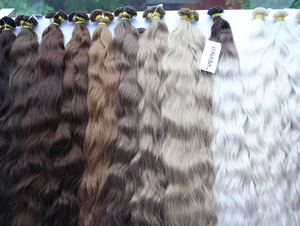 Extensions de cheveux humains bruts vietnamiens à pointe plate, prix d'usine, fabriqués à la kératine italienne, ondulés naturels de 50 à 60cm - Product Image 4