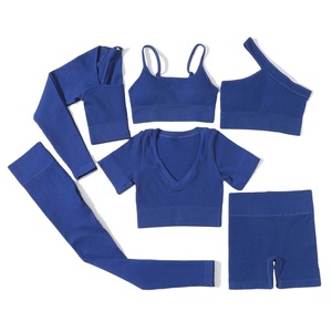 Pantalones de yoga transpirables de cintura alta, mallas elásticas sin costuras, ropa de gimnasio personalizada, conjunto de Yoga de manga larga para mujer - Product Image 3