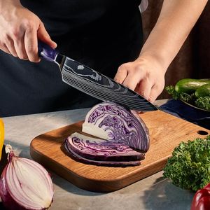 Beautifully Crafted Purple Resin Kitchen <b>Knife</b> <b>Set</b> High Carbon Stainless Steel Chef <b>Knife</b> <b>Set</b> with Purple Epoxy Resin Handle - Product Image 3
