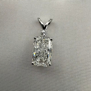 Pendentif solitaire en or avec diamant de laboratoire taille coussin 3 carats, certifié IGI, qualité VVS, bijou de mariée, cadeau d'anniversaire pour elle - Product Image 3