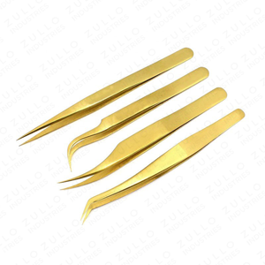 Golden Ultra Eyelash Extension Tweezers Anti Static Volume Lash Tweezers Stainless Steel Precision Makeup Beauty <b>Tool</b> - Product Image 4