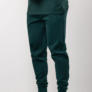<b>Men's</b> Dark Green Cotton Sweatpants Elastic Waist Casual Joggers Midweight Knitted Autumn Wear - Product Image 4