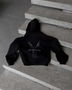 Nouveau Hoodie Unisexe Noir Oversize à Motif et Sweat à Capuche Streetwear Imprimé Ailes d'Ange – Collection 2026 (Vente en Gros) - Product Image 4