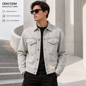 Custom Washed Denim <b>Utility</b> Trucker <b>Jacket</b> 100% Organic Cotton Eco-Friendly Windproof <b>Men's</b> OEM ODM Private Label Manufacturer - Product Image 4