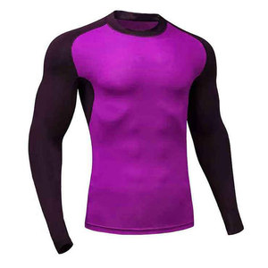 T-shirt tricoté à manches longues pour homme, noir et orange, col rond, sportif, respirant, écologique, en spandex/coton, séchage rapide - Product Image 5