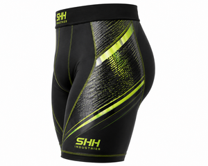 Custom Men <b>Compression</b> Shorts Black Green Sports Base Layer Gym Running Training Fitness Tights OEM Private Label Manufacturer - Product Image 3