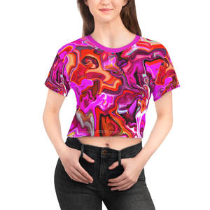 T-shirts Crop Top Col Rond Personnalisables avec Logo Style Hip Hop Club et Couleur Personnalisée Été 2026 - Product Image 1