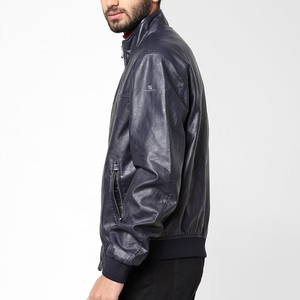 <b>Men's</b> Premium <b>Leather</b> <b>Jacket</b> Genuine <b>Sheepskin</b> Bomber Winter Coat Slim Fit Casual Motorcycle Fashion High Street Zipper Closure - Product Image 3