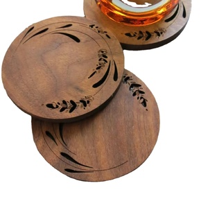 Set of 4 Modern Design Round Wooden <b>Drink</b> <b>Coasters</b> for Home Kitchen Restaurant - Product Image 1