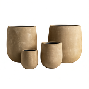 Ensemble de pots à fleurs décoratifs Hieta pour l'intérieur et l'extérieur, 4 tailles, 40-70 cm, cylindres en fibre de verre blanches côtelées, élégants - Product Image 2