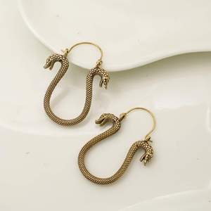 Pendientes Colgantes Vintage con Forma de Serpiente, Chapados en Oro Antiguo, de Latón, Joyería Unisex, Pendientes de Moda con Patrón Animal - Product Image 4