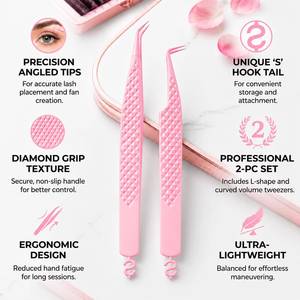 Morje Surgical Pink Stainless Steel 10mm <b>Eyelash</b> Tweezers with Smooth Tip Precision Tool for Lash <b>Application</b> - Product Image 6