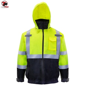 <b>Hi</b> <b>Vis</b> Reflective Safety <b>Jacket</b> Hooded Workwear <b>Waterproof</b> Breathable Windproof Industrial High Visibility <b>Jacket</b> - Product Image 1