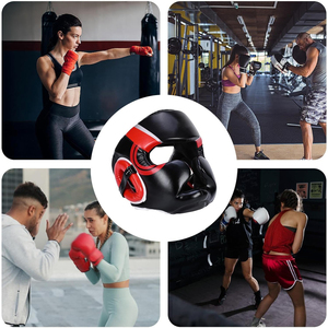 Nouveauté : Protège-têtes en cuir - Casque de kickboxing - Protection intégrale du menton - Casque de boxe personnalisé imprimé - Portable - Product Image 5