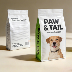 Sac d'emballage pour aliments pour animaux de compagnie à fond plat imprimé sur mesure, sac en plastique à fermeture éclair pour aliments pour chiens de 5 kg, vente en gros - Product Image 2