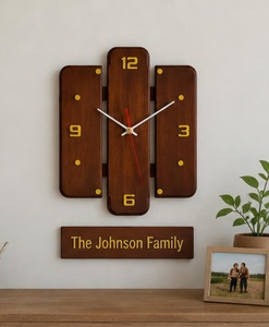 Personalized Wooden <b>Wall</b> <b>Clock</b> – Silent Quartz Rustic Minimalist Home <b>Decor</b> - Product Image 4