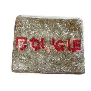 Pochette de haute qualité, élégante et raffinée, avec un grand cœur rouge perlé et broderie dorée, avec option de personnalisation, par Hiba Enterprises. - Product Image 2
