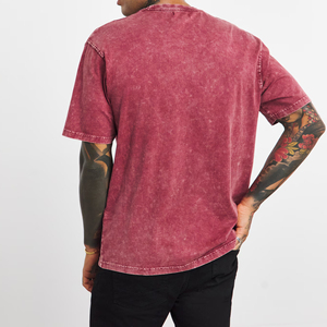 T-shirt vintage pour homme 100% coton, coupe oversize, délavé à l'acide, longueur courte personnalisée, col rond classique, design effet soleil éclairé - Product Image 5