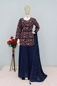 Conjunto de Salwar de Rayón para Mujer, Estampado Floral, Top con Cuello en V, Dupatta, Traje Tradicional Indio para Bodas y Fiestas - Product Image 2
