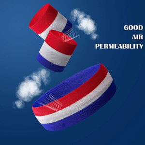 Conjunto de Diadema y Muñequeras Deportivas con Bandera Americana, Banda Absorbente de Sudor a Rayas para Baloncesto, Fútbol, Running, Gimnasio, Ejercicio, Entrenamiento Atlético - Product Image 4