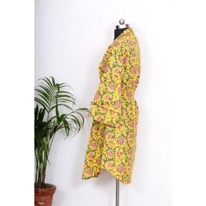 Vestido de Lujo de Algodón Indio con Estampado a Mano para Mujer, Cuello en V Profundo, Estilo Nupcial, Camisa Larga Midi con Botones, Nuevos Estilos, Mini Bodycon - Product Image 5
