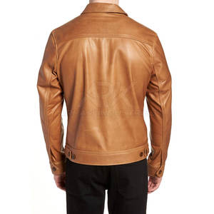 Chaqueta de Cuero de Diseño Personalizado, Chaqueta de Cuero de Color Sólido para Hombre, Chaqueta de Cuero de Estilo Urbano para Hombre - Product Image 2