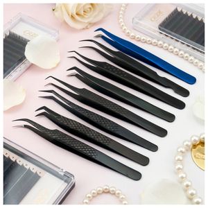 Pinzas de Precisión Antiestáticas con Punta de Fibra para Pestañas, Pinzas para Pestañas de Volumen, Pinzas de Acero Inoxidable para Extensión de Pestañas, Personalizables - Product Image 1