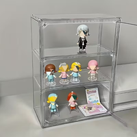 Boîte de rangement en plastique pour la maison avec étagères flexibles, anti-poussière, pour jouets de bureau, poupées, cosmétiques, organiseur