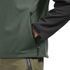 Men's Green Black Color Blocking <b>soft</b> <b>shell</b> <b>Jacket</b> <b>Hooded</b> Zipper Closure Windproof Casual Autumn Wear - Product Image 3