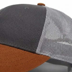 Unisex Custom Logo Trucker <b>Cap</b> <b>Grey</b> and Brown Mesh <b>Baseball</b> Hat Adjustable Snapback Casual Outdoor Breathable Summer <b>Cap</b> - Product Image 2