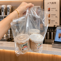 Sacs porte-gobelets en plastique PE pour 1, 2 ou 4 boissons à emporter (boba tea et café), emballage transparent et portable pour boissons