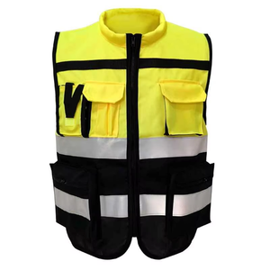 Custom Color Hi Vis Viz High Visibility Reflective Zip Pocket Security Waistcoats Jacket Workwear Vests in Wholesale Price - Product Image 3
