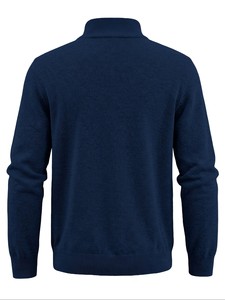 Men's Navy Zipper Cardigan Mandarin Collar Full Sleeve Anti-Pilling Anti-Wrinkle Breathable Solid Knit Sweater Autumn Regular - Product Image 2