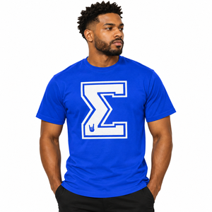 Phi Beta Sigma Royal Blue Graphic T <b>Shirt</b> for Men Custom <b>White</b> Sigma Greek Letter Print <b>Short</b> <b>Sleeve</b> Crew Neck Casual Fraternity - Product Image 1