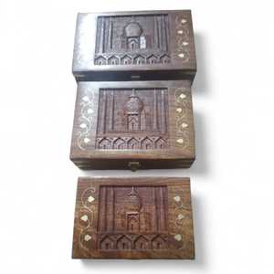 ชุดกล่องไม้ใส่เครื่องประดับสามชิ้น สำหรับสร้อยคอ แหวน เครื่องสำอาง และใช้ในวันคริสต์มาส - Product Image 1