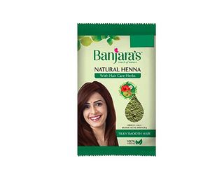 Henna Natural en Polvo Banjara 100g (Paquete de 8) Hibisco Amla Brahmi Methi Bhringraj Marrón Claro/Oscuro Encaje Francés Pequeño para el Cabello - Product Image 1