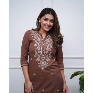 Ensemble haut et bas en coton pour occasions spéciales, manches longues, tenue élégante et magnifique - Product Image 5