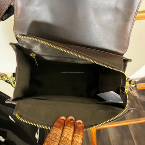 Hot Selling Handcrafted Tooled Floral Leather Women's Messenger Bags Cowhide Fur Leather Large Capacity Crossbody Travel <b>Handbag</b> - Product Image 6
