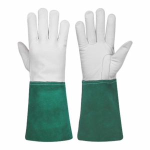 Gants de soudage TIG confortables en cuir de vachette grainé et renfort en cuir croûte, résistants à la chaleur et aux flammes, conformes aux normes CE - Product Image 4