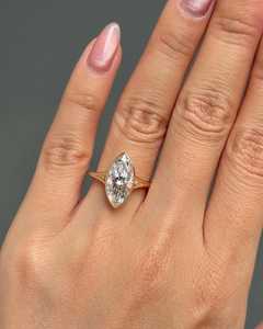 Split Shank Marquise Cut Diamond Solitaire <b>Ring</b> 3.00CT Lab Grown 14K Solid Gold For Women's <b>Proposal</b> Gift For Girlfriends - Product Image 3