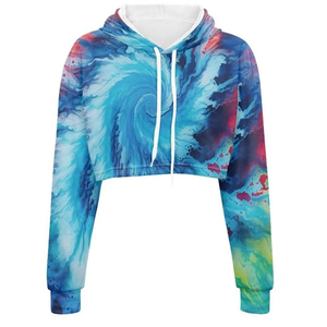 Custom Women Crop Top Hoodie Casual Women's Hoodies & Sweatshirts Long Sleeves <b>Pullover</b> Cropped Hoodie for Woman - Product Image 5