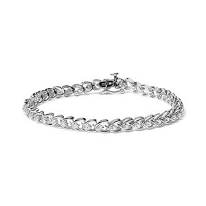Bracciale a maglie a C con diamanti da 1.00 carati totali, in argento sterling 925, colore I-J, purezza I3, bracciale tennis alla moda - Product Image 1