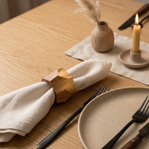 Handmade Geometric Wooden Napkin Ring Modern Minimalist Wood Serviette Holder for Hotel Wedding <b>Party</b> and Dining <b>Table</b> Decor - Product Image 3