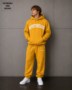 Custom PUFF PRINTING 2 piece set Heavyweight 350GSM-450GSM Unisex Tech Heavy Weight Fleece Oversized hoodie and sweatpants men - Product Image 3
