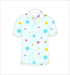 Men's Light Blue Polka Dot Short Sleeve Polo Shirt Casual Summer Wear Printed Front Logo Button <b>Down</b> Collar - Product Image 1