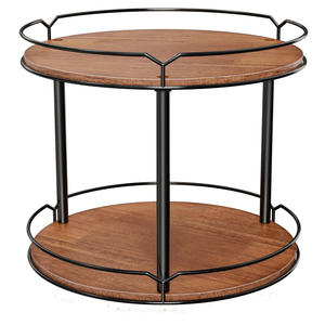 Moderno 2 capas de madera de Mango hecho a mano plegable Lazy Susan tocadiscos organizador compacto versátil cocina encimera estante de almacenamiento - Product Image 1