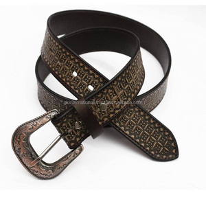 Ceinture d'outillage en cuir occidental pour hommes avec sculpture et gravure à la main de qualité supérieure avec boucle ardillon au design floral antique Tailles personnalisées - Product Image 5